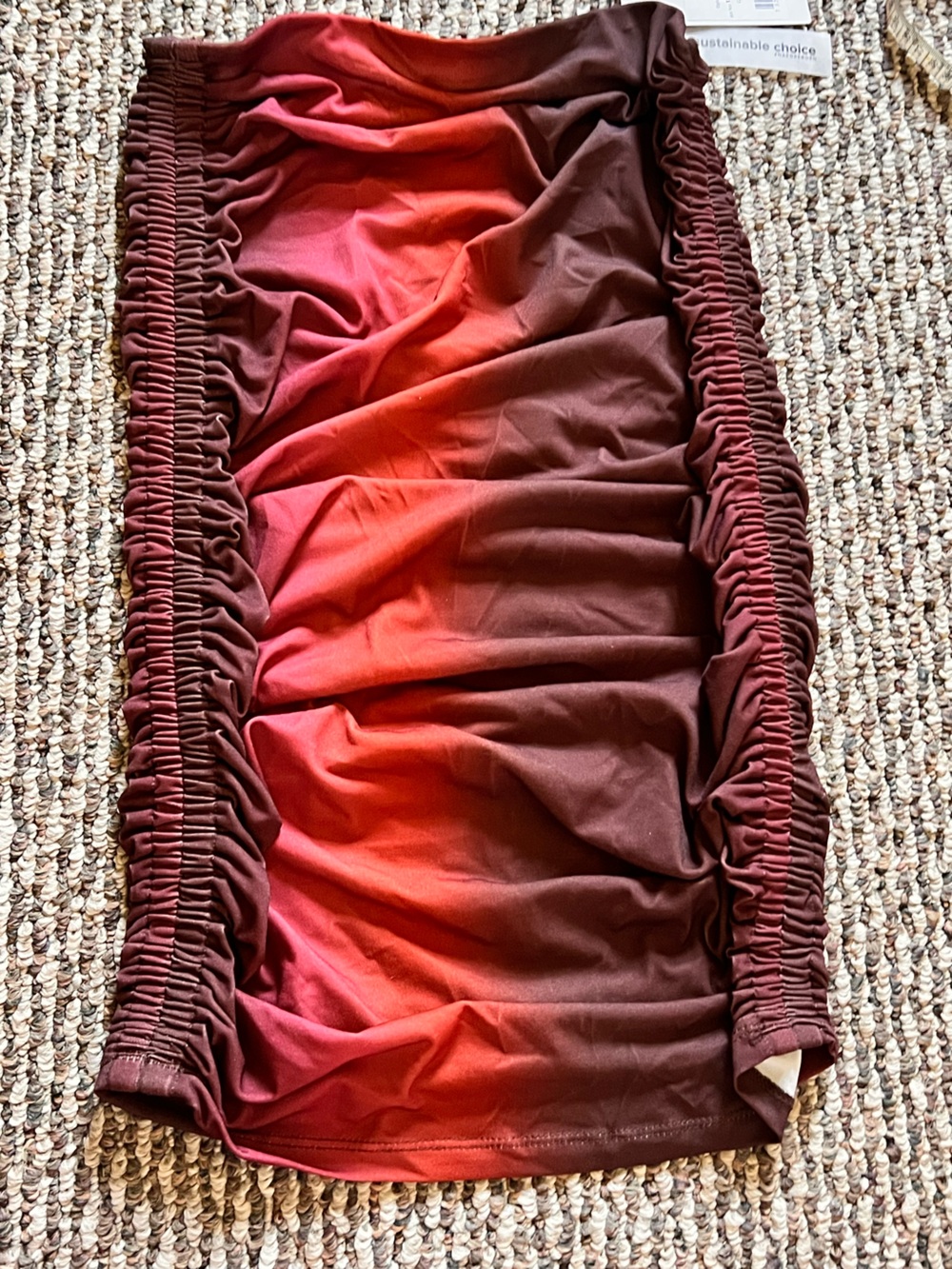 NA-KD Ombre Brown Red Orange Ruched Skirt